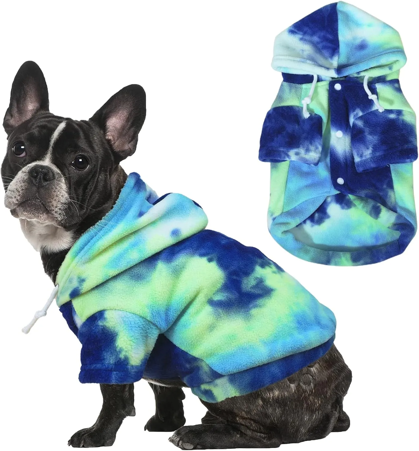 Tie Dye Dog Hoodie, Winter Coat for Small Dogs - Ultra-Soft Adjustable Warm Hood, Breathable Comfort Fabric for Daily Use