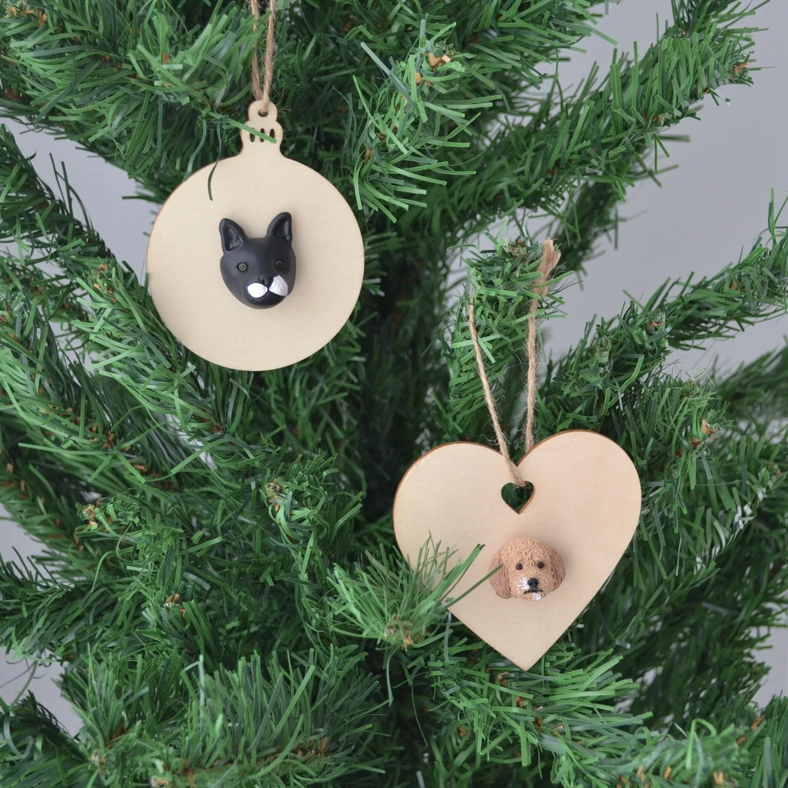 Timber bauble - Custom pet face Christmas ornament