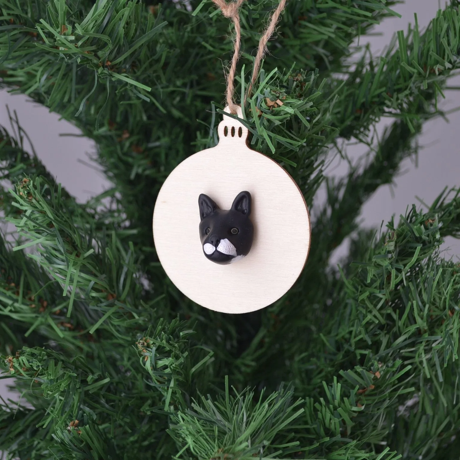 Timber bauble - Custom pet face Christmas ornament