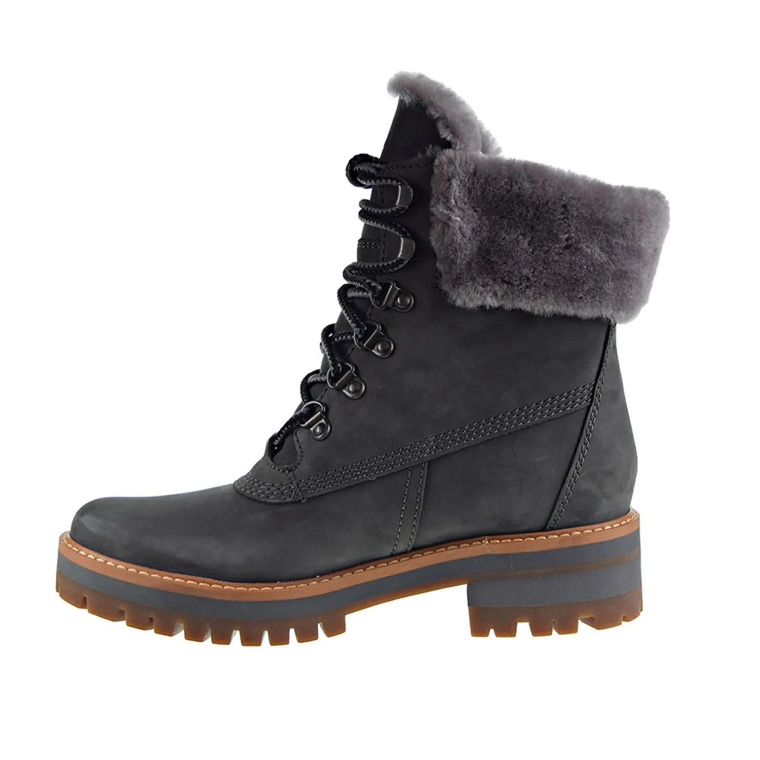 Timberland Courmayeur Valley 6 Inch Wp Shearling Women's Boot Medium Grey Nubuck