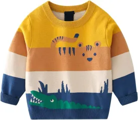 Toddler Baby Boy Knit Sweater Pullover Cotton Cartoon Sweatshirt