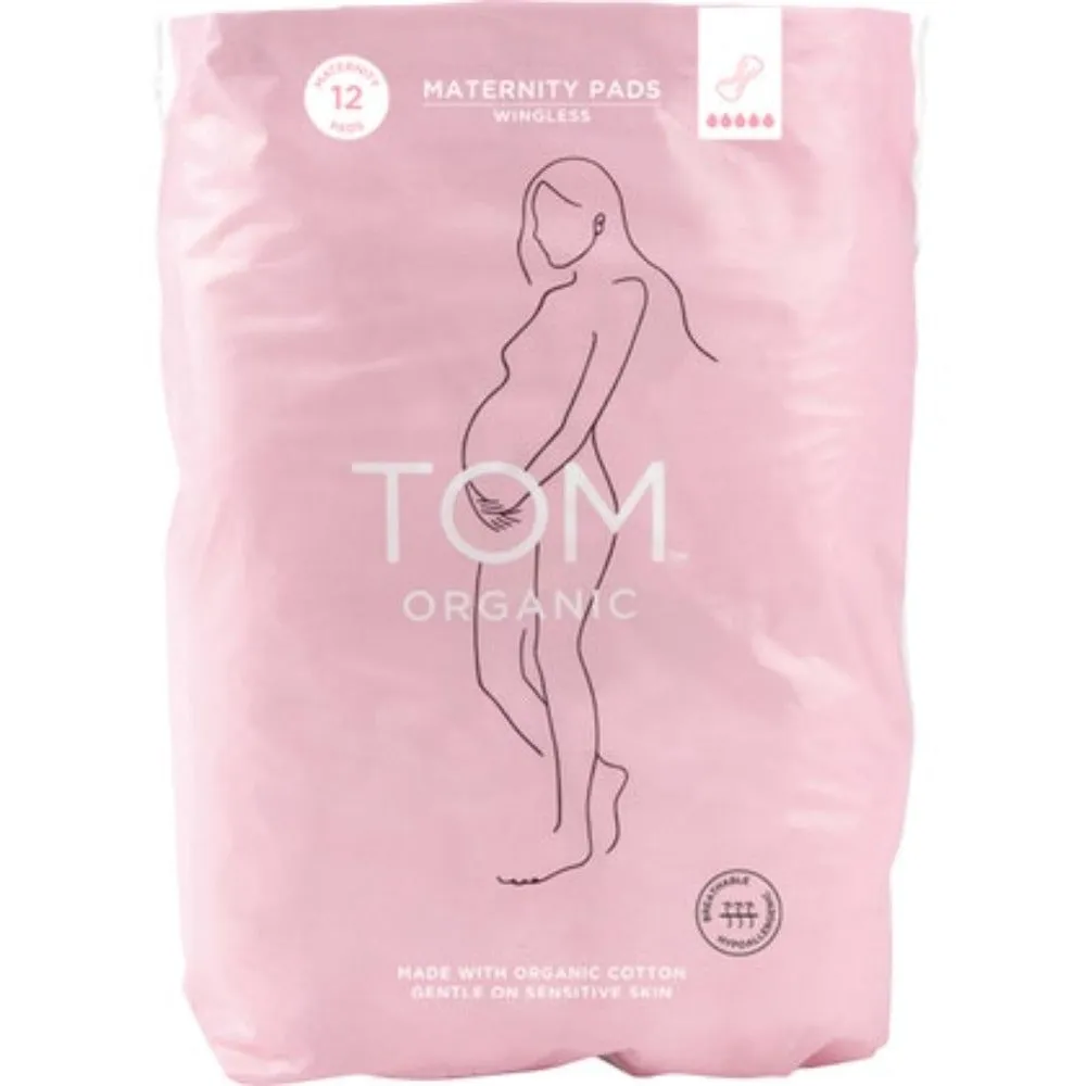 TOM ORGANIC Maternity Pads Ultra Absorbent for Post Birth 8 Pack