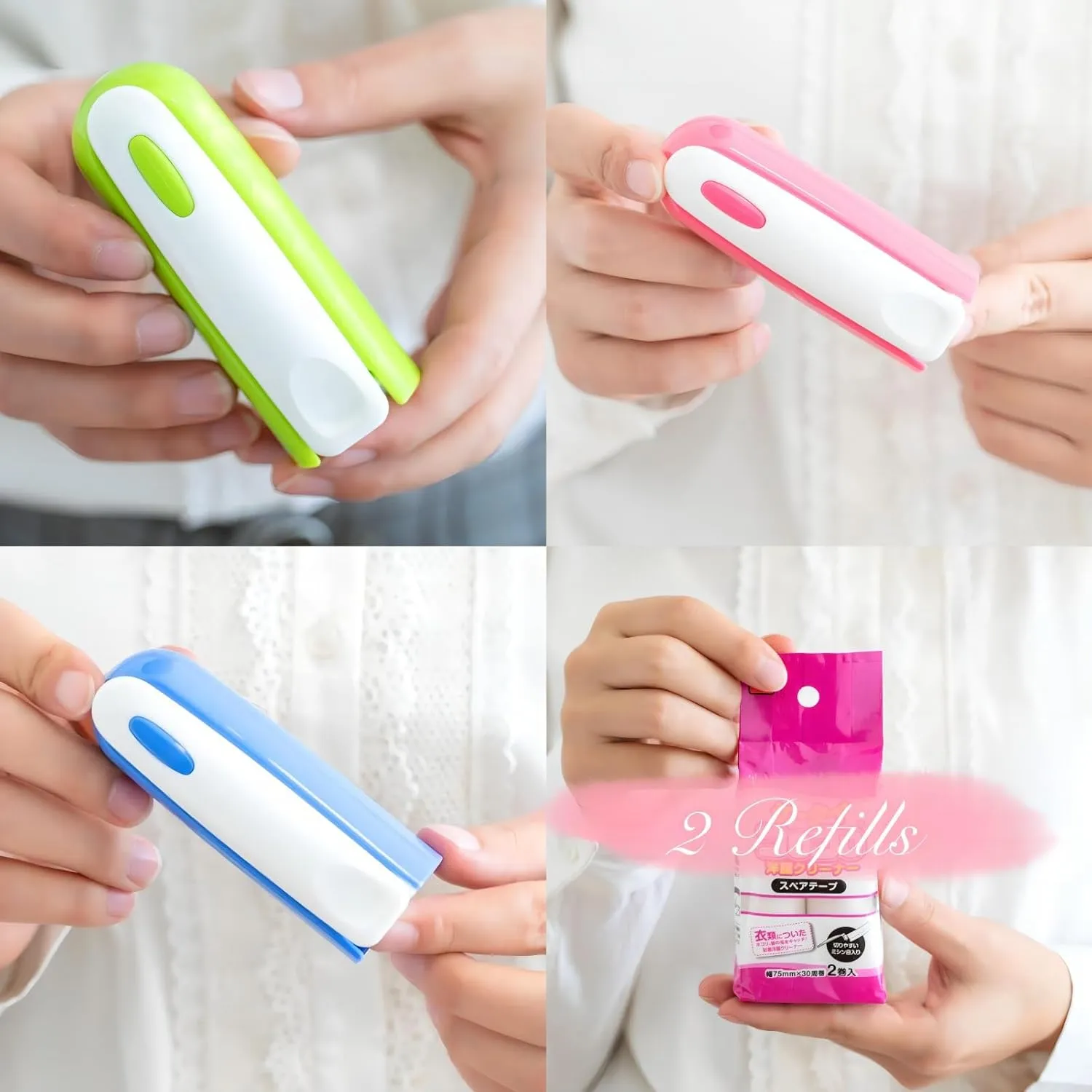 Travel Size Mini Lint Roller for Pet Hair, Refillable Foldable Lint Tape Roller, Portable Sticky Roller with Extra Refills, Dust Remover for Clothes Pink 90 Sheets Purse Essentials