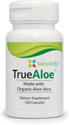True Aloe Vera Capsules Organic | Non-GMO 40,000mg Aloe Vera Pills (30-Day Supply) | Made with USDA Organic Aloe Vera Supplements | Digestive & Joint Support Supplement in Pakistan