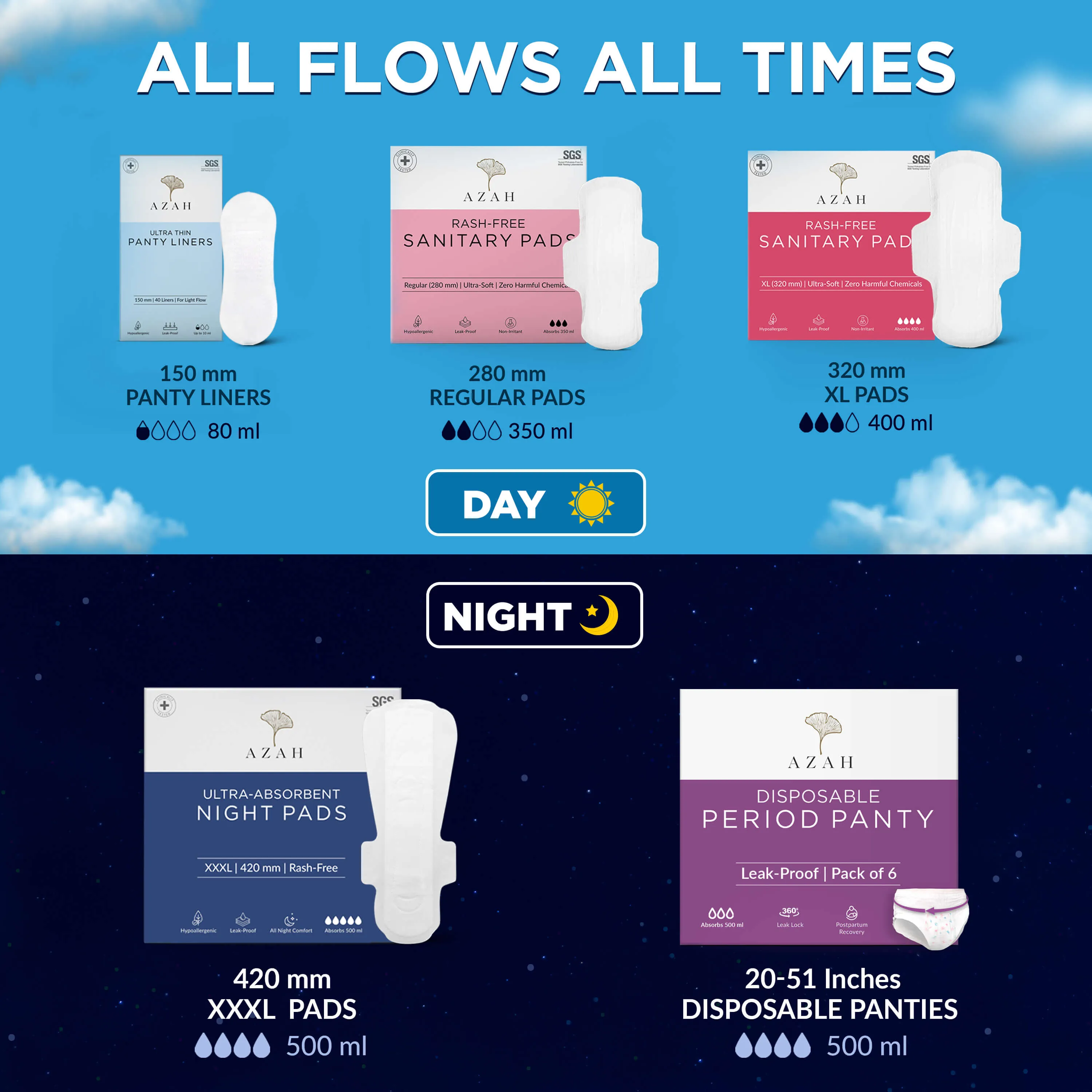 Ultra-Absorbent XXXL Pads | Heavy Flow | 12 Hour Overnight Protection