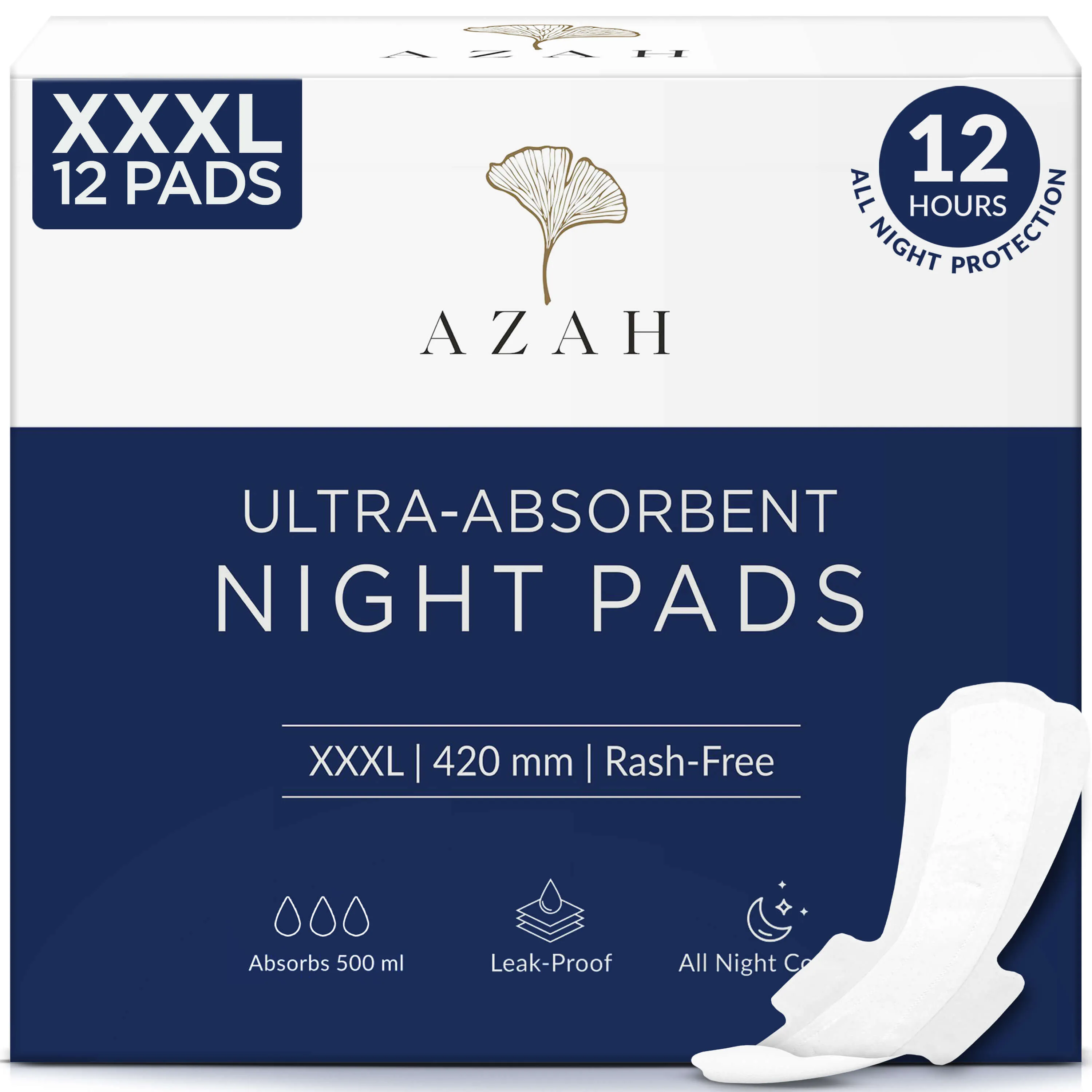 Ultra-Absorbent XXXL Pads | Heavy Flow | 12 Hour Overnight Protection