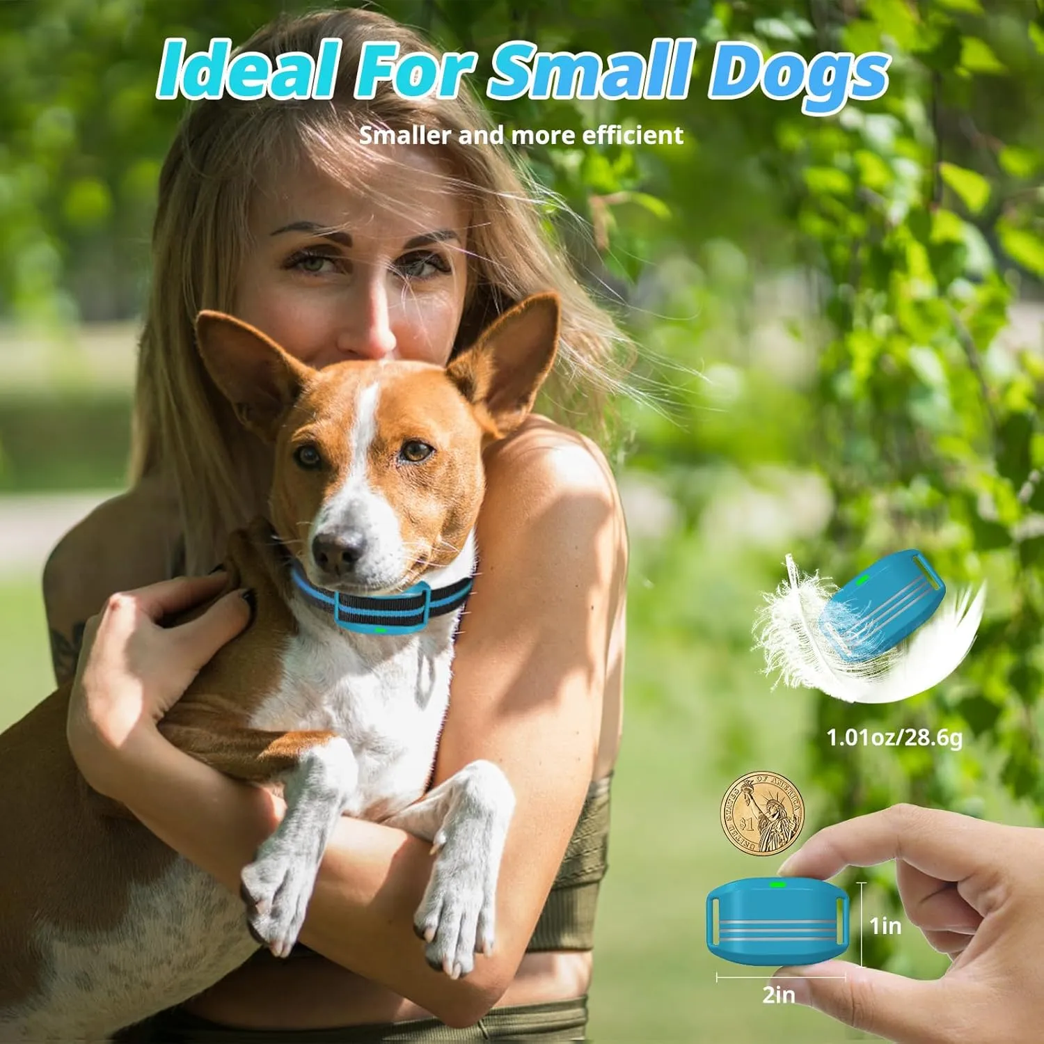 Ultra-Small Dog Shock Collar for 5-15 Pound Small Dogs - 1900Ft Range, Dog Training Collar With Remote Control,3 Training Modes Beep,Vibration,Safe Shock, Waterproof Rechargeable E-Collar (Blue-B-002)