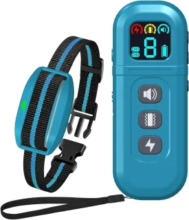 Ultra-Small Dog Shock Collar for 5-15 Pound Small Dogs - 1900Ft Range, Dog Training Collar With Remote Control,3 Training Modes Beep,Vibration,Safe Shock, Waterproof Rechargeable E-Collar (Blue-B-002)