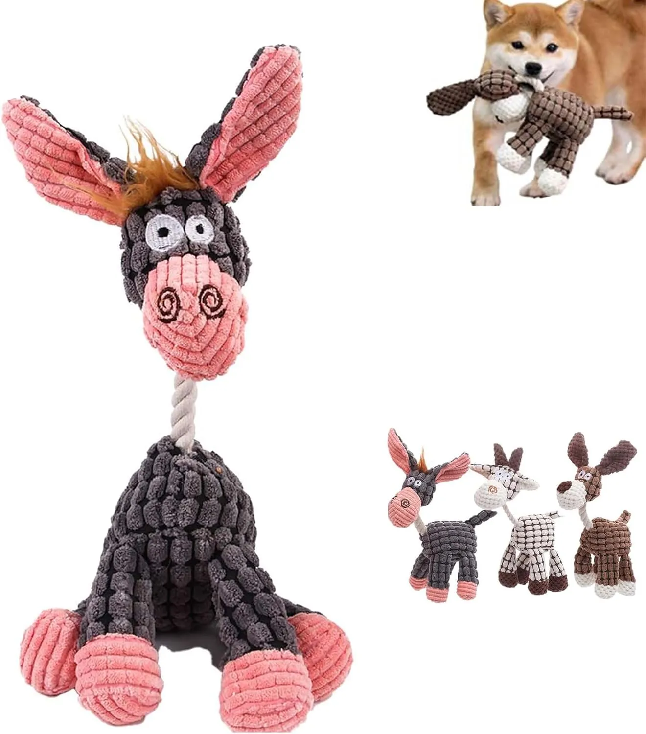 Vianys Bite Buddy, Indestructible Dog Chew Toy with Squeak, Soft Plush, Recommended for Medium Dogs, Aggressive Chewers