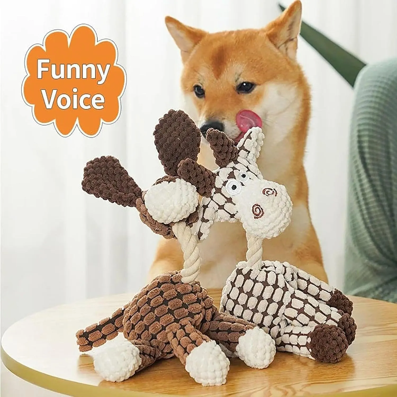 Vianys Bite Buddy, Indestructible Dog Chew Toy with Squeak, Soft Plush, Recommended for Medium Dogs, Aggressive Chewers