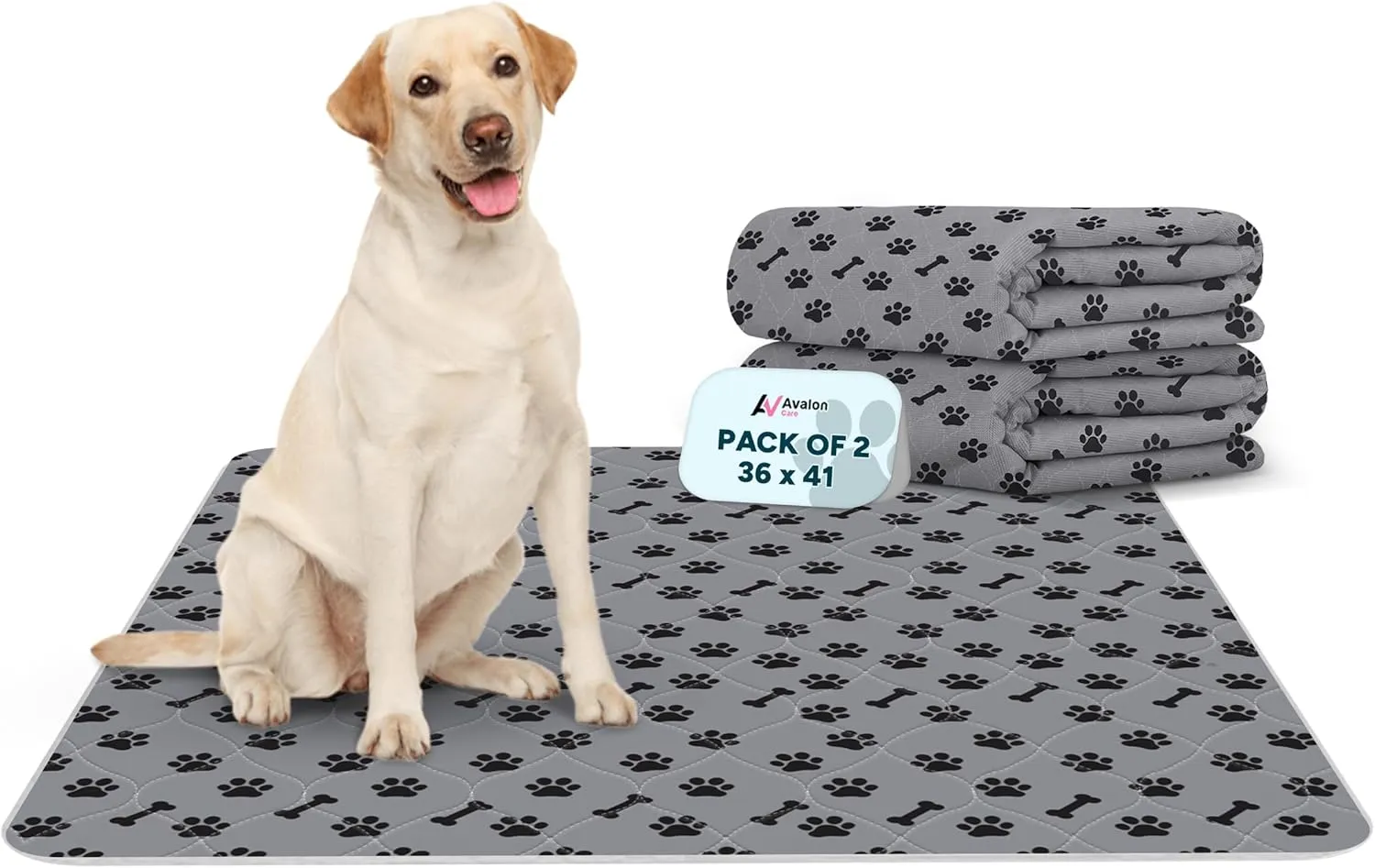 Washable Pee Pads for Dogs, 2 Pack Large 36"x41" Super Absorbent Dog Training Pads,100% Waterproof Non-Slip Dog Pads for Whelping, Reusable Puppy Pads to Protect Your Floor