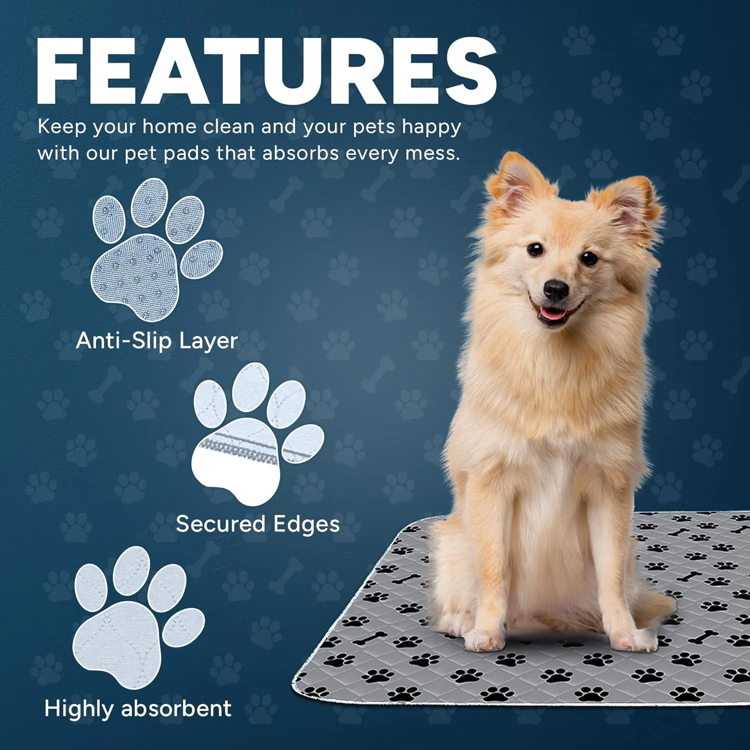 Washable Pee Pads for Dogs, 2 Pack Large 36"x41" Super Absorbent Dog Training Pads,100% Waterproof Non-Slip Dog Pads for Whelping, Reusable Puppy Pads to Protect Your Floor