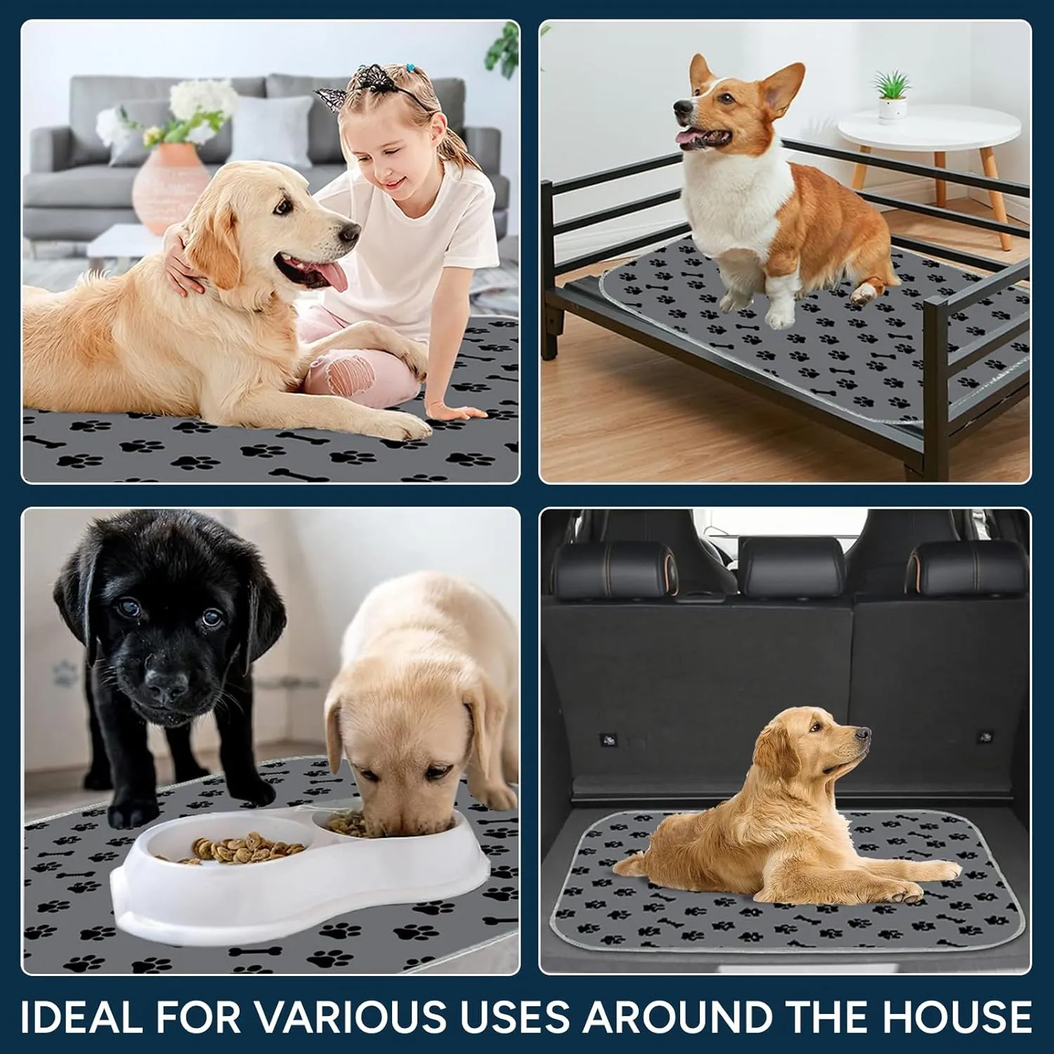 Washable Pee Pads for Dogs, 2 Pack Large 36"x41" Super Absorbent Dog Training Pads,100% Waterproof Non-Slip Dog Pads for Whelping, Reusable Puppy Pads to Protect Your Floor
